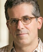 Jonathan Lethem photographed on the campus of Pomona College.