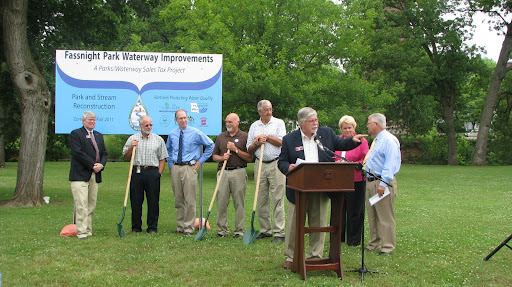 Bob Stephens comments on the reconstruction of the elevations at the park. (Photo by: Kenrick Nobles)