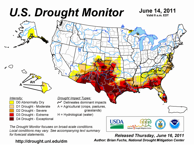 Drought Monitor animation 14 June 2011 - 30 August 2011