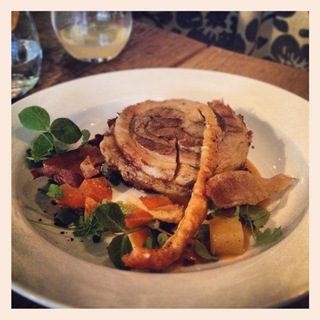 triple cooked pork belly with sweet potato and crackle