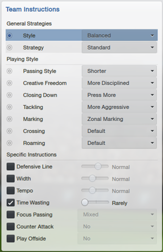 Football Manager 2013 Tactics - Team Instructions