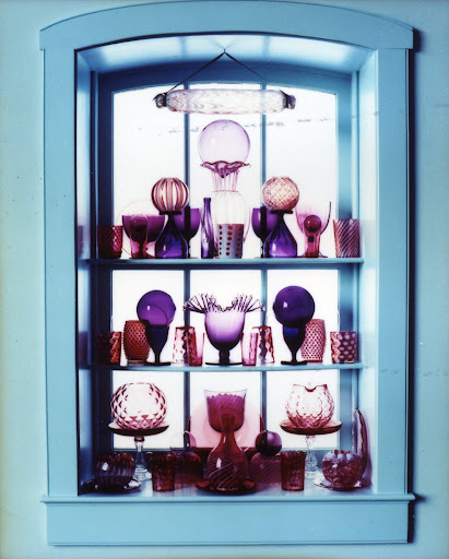 A colored-glass assortment illuminated with natural light casts unexpected pink shadows into the room. (Martha Stewart Living) A colored-glass assortment illuminated with natural light casts unexpected pink shadows into the room. (Martha Stewart Living)
