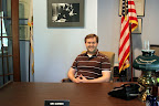 Yours truly sitting in Dick's chair, which was quite comfy.