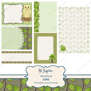 JC002 Woodland journal cards printable paper owl leaf 1