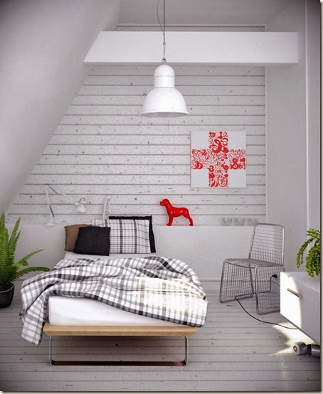 Romantic-Grey-Bedroom-Design-with-Red-Puppy-Dol