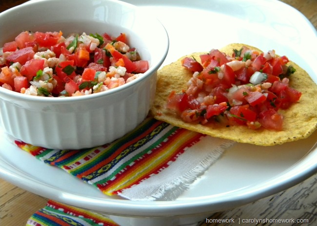 Shrimp Salsa for Cinco de Mayo via homework | carolynshomework.com
