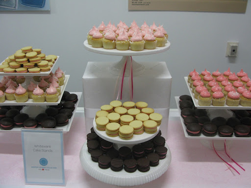 One Girl Cookies set up a delicious and fabulous display. All the sweets were displayed on our Macy's cake stands...don't forget to add to your bridal registry.