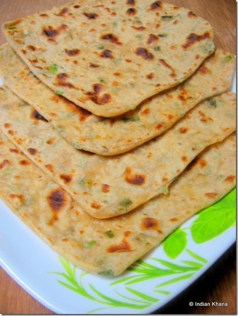 Square parathas with spring onions