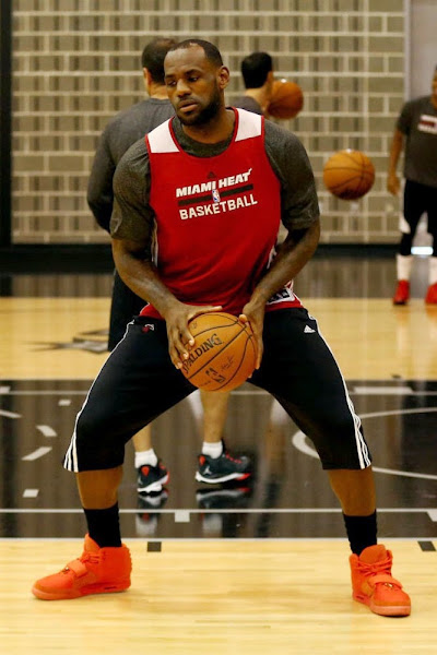 LeBron James Practices in the 8220Red October8221 Nike Air Yeezy 2