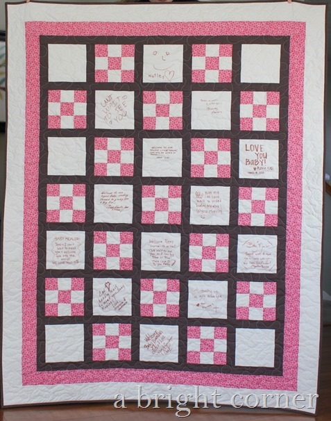 Baby shower quilt by A Bright Corner