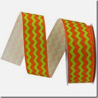 chevron printed orange lime one and a half inches wide