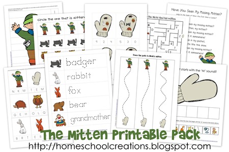 The Mitten printables collage