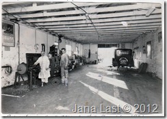 Arthur Harry Iverson at work in a Garage