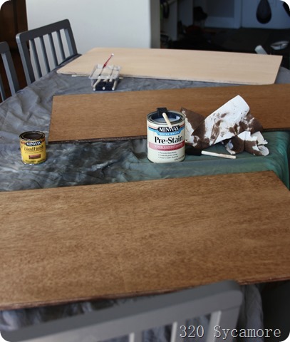 staining plywood for shelves