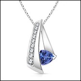 Trillion Tanzanite and Round Diamond Slider Pendant