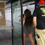 my sister shooting targets at the Niagara Gun Range in North Tonawanda, United States 