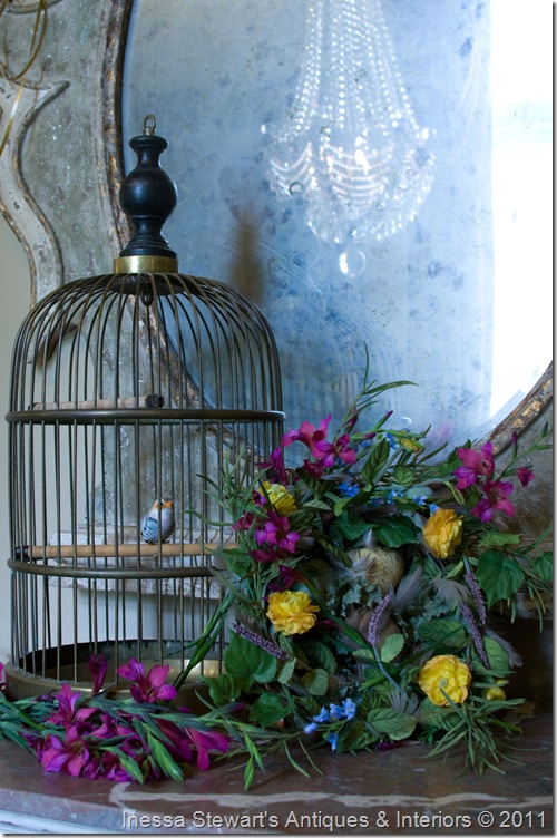 Antique Birdcage on a French Buffet