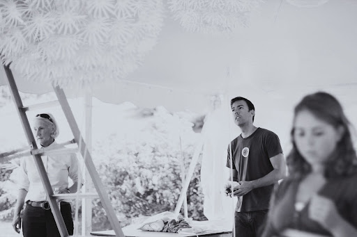 Here, Randy in the tent during set-up.