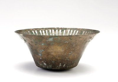 Bowl | Origin:  Iran | Period: 1200-1300  Saljuq period | Details:  Not Available | Type: Bronze with inlaid silver | Size: H: 10.7  W: 24.0   D: 24.0  cm | Museum Code: S1987.75 | Photograph and description taken from Freer and the Sackler (Smithsonian) Museums.