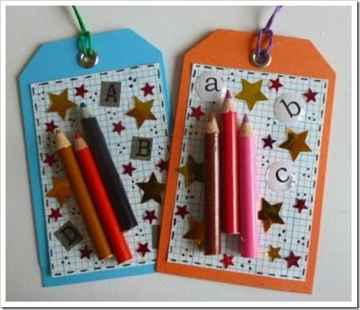 Mini Pencil Gift Tags. Tags with pencils on. Colour me gift tag