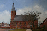 Stefanuskerk - Beilen 30x40 cm - olieverf op paneel (opdracht)