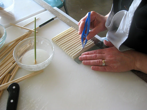 Step 3: Pinch the rows together to begin creating the pleated look.