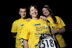 Giuliana Waters (c) with son Matthew and daughter Daniella walking in memory of Giuliana's mum Carmela