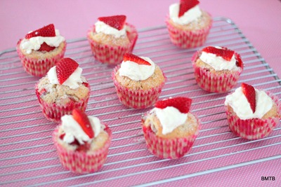 Strawberry Shortcake Muffins with cream
