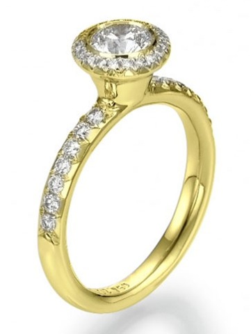 Snowflake Bezel Set Unique Round Cut Diamond Engagement Ring