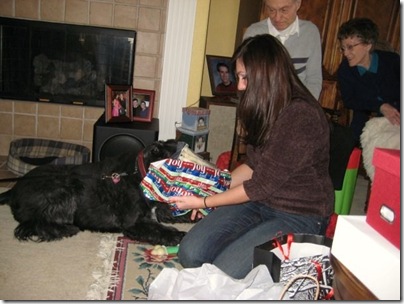 41. Lucy opening gifts