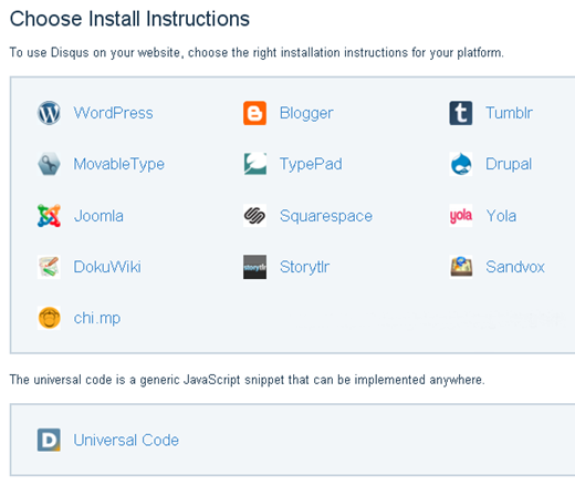 add disqus Select Install Instruction