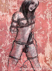 This is Katharine Cane again - the same girl that was in the plastic box earlier in the evening. She had ivory skin and jet black hair. Her eyes were very darkly made up. In this scene a large vibrator has been tied to her crotch in an effort to force her to orgasm, however she seemed completely unphased by the stimulation. Around her thighs she is wearing electric dog collars, but the shocks to her inner thighs seemed not to bother her in the slightest. This is Katharine Cane again - the same girl that was in the plastic box earlier in the evening. She had ivory skin and jet black hair. Her eyes were very darkly made up. In this scene a large vibrator has been tied to her crotch in an effort to force her to orgasm, however she seemed completely unphased by the stimulation. Around her thighs she is wearing electric dog collars, but the shocks to her inner thighs seemed not to bother her in the slightest.