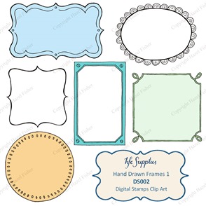 DS002 Hand Drawn Frames digital stamps etsy 1