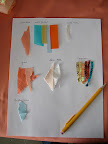 Carolyn collects swatches of our materials as we go so that when she's working on the layout she can match the colors in the pictures to the swatches for accuracy.