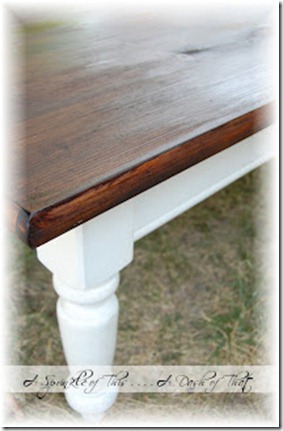 Coffee Table Makeover with Stained Top and White Painted Legs {A Sprinkle of This . . . . A Dash of That}