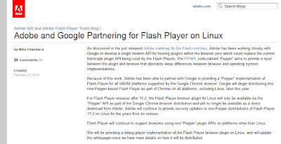 Adobe and Google Partnering for Flash Player on Linux