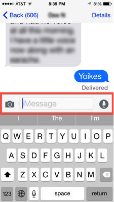 Messages app, iOS 8