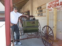 Collins with old carriage in Joseph