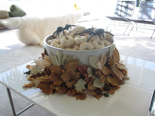 Here is the start to a centerpiece in  my living room. More details were added right before the party started.