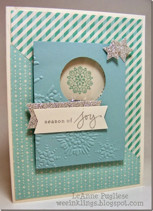 LeAnne Pugliese WeeInklings Merry Monday 107 Snowflake Shaker Christmas Card Stampin Up