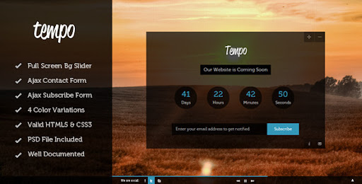 Tempo - Full Screen Coming Soon Template - ThemeForest Item for Sale