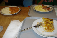 Traditional Czech food - goulash, schnitzel, and a noodle casserole - heavy stuff