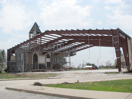This was once the sanctuary of St Paul's United Methodist Church in Joplin; the tornado tore its walls away and much of the roof crumbled downward.
(Photo credit: Jennifer Moore)
