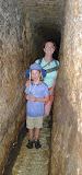 Emma and Trish, bravely leading in the dark.  Hezekiah's tunnel, Jerusalem.