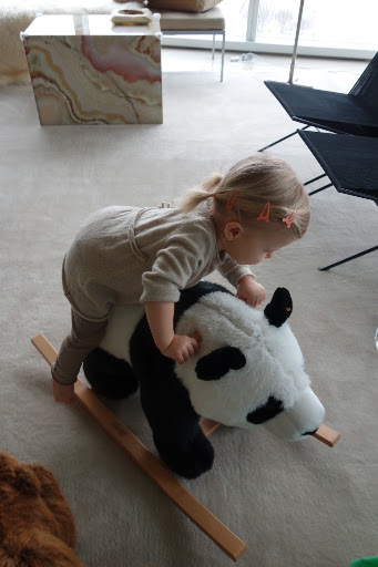 ...but the perfect size for rocking. Soon, Tru will be big enough to hop up for a ride with his sister.