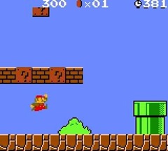 Nesta tela, Mario tem a chance de matar 6 cogumelos transformados em blocos.