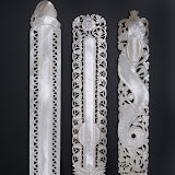 Turkey, 1800s. Mother-of-pearl. Lengths range from 4.9 to 5.7 in. (12.5 to 14.6 cm); widths range from 0.9 to 1 in. (2.2 to 2.5 cm). Private collection