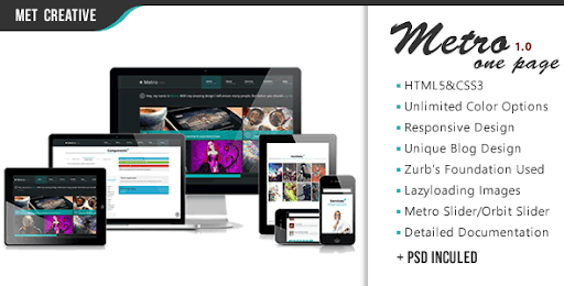 Metro One Page | Responsive, Select Your Color - Creative Site Templates