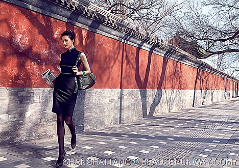 Shanghai Tang Autumn Winter 2011 Women Lin Chi Ling Wool jersey dress braid hobo chinese knots ankleboots