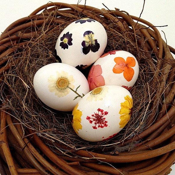 pressed flower easter eggs